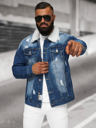 Moška jeans jakna šerpa modra OZONEE NB/MJ502BZ