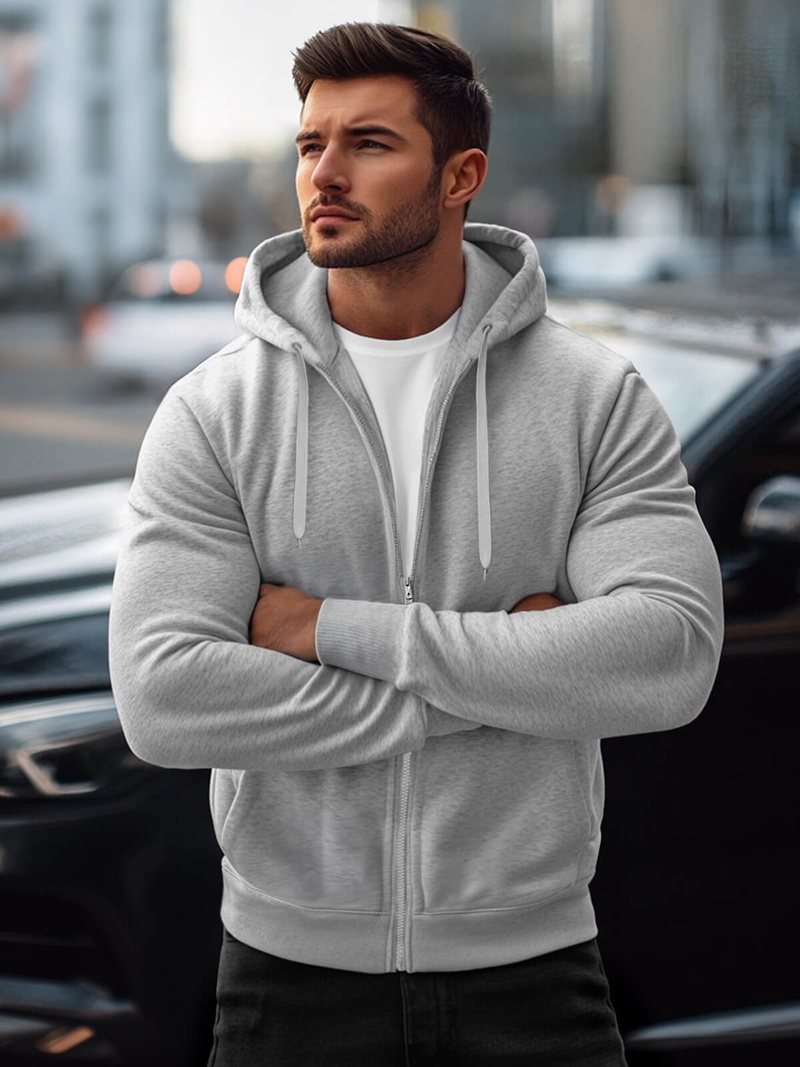 Moška jopa s kapuco siva OZONEE JS/2008Z