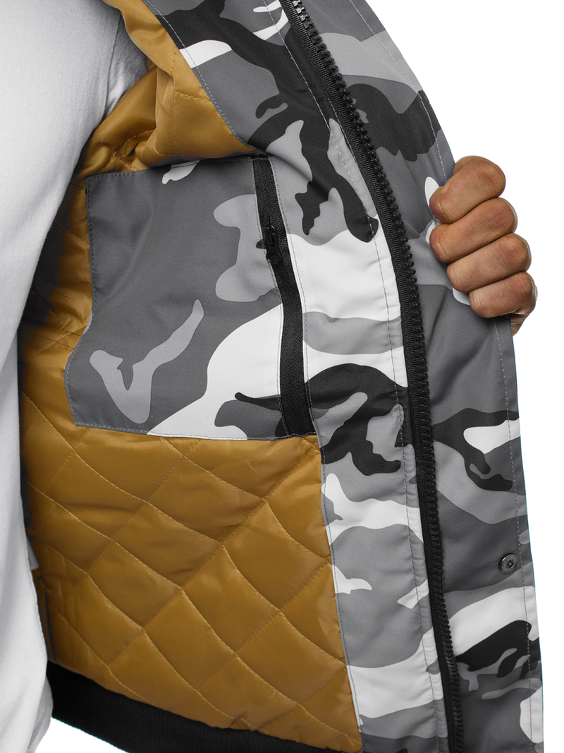 Moška zimska jakna maskirno-siva OZONEE JS/2019005