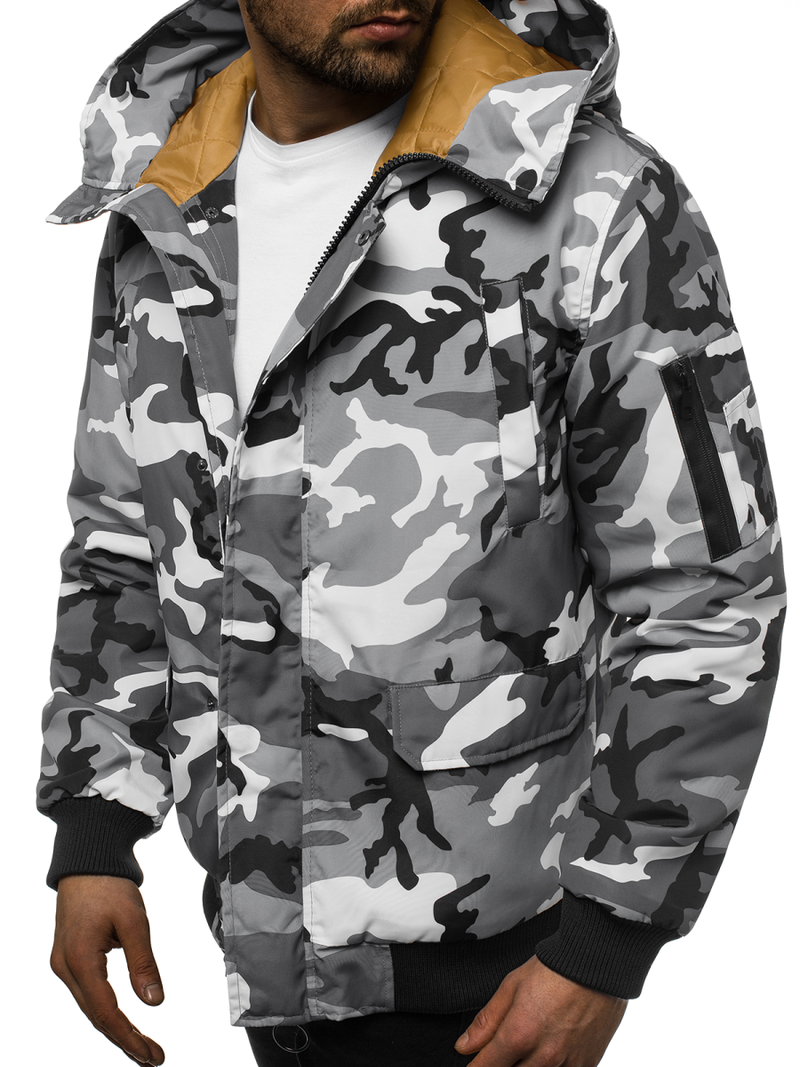 Moška zimska jakna maskirno-siva OZONEE JS/2019005