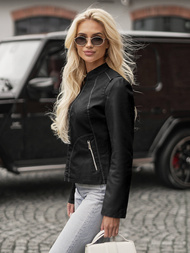 Ženska usnjena jakna črna OZONEE JS/11Z8208