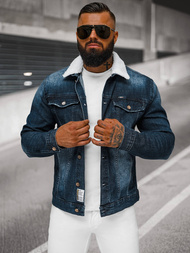 Moška jeans jakna šerpa temno-modra OZONEE NB/MJ516BSZ
