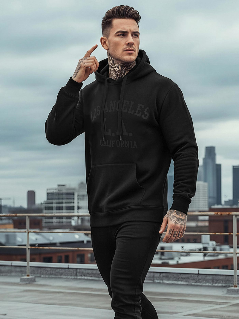 Moška jopa s kapuco črna OZONEE JS/8B1972/3