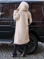 Ženska krznena zimska jakna bež OZONEE JS/11Z8250