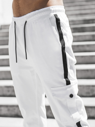 Moške hlače chino jogger bele OZONEE DJ/5580