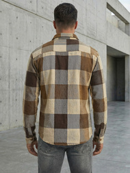 Moška karirasta srajca camel OZONEE NB/MC728KZ