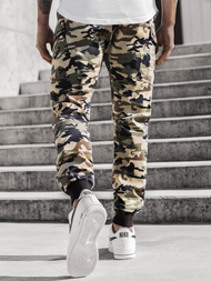 Moške hlače chino jogger maskirno-bež OZONEE O/11103