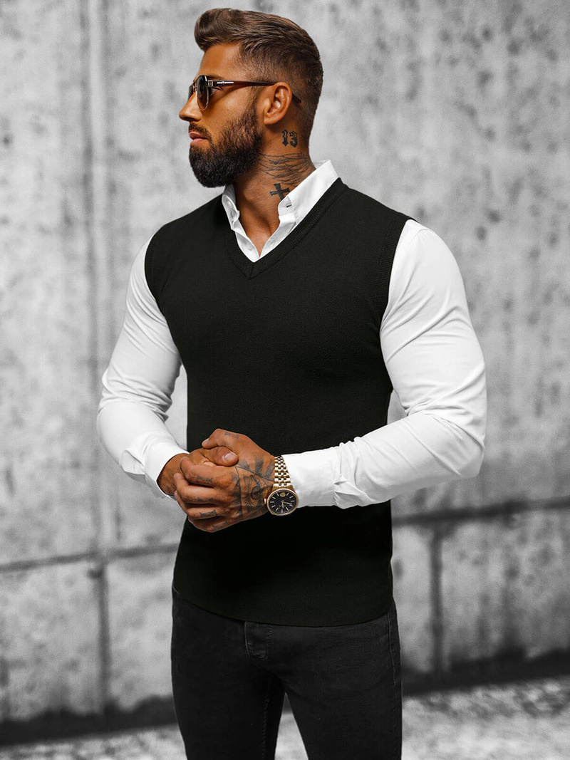 Moški pulover črni OZONEE NB/MM6005/4Z