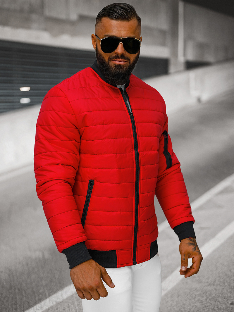 Moška bomber jakna rdeča OZONEE JS/MY02Z