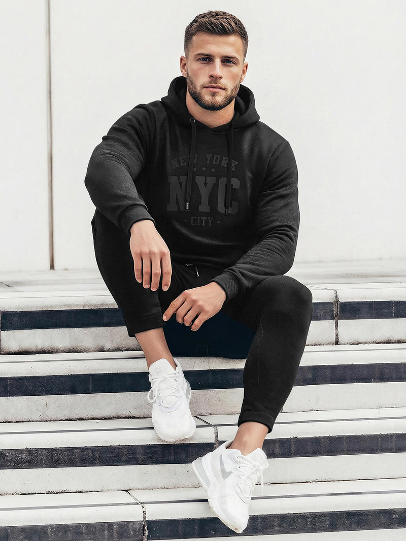 Moška jopa s kapuco črna OZONEE JS/8B1971/3