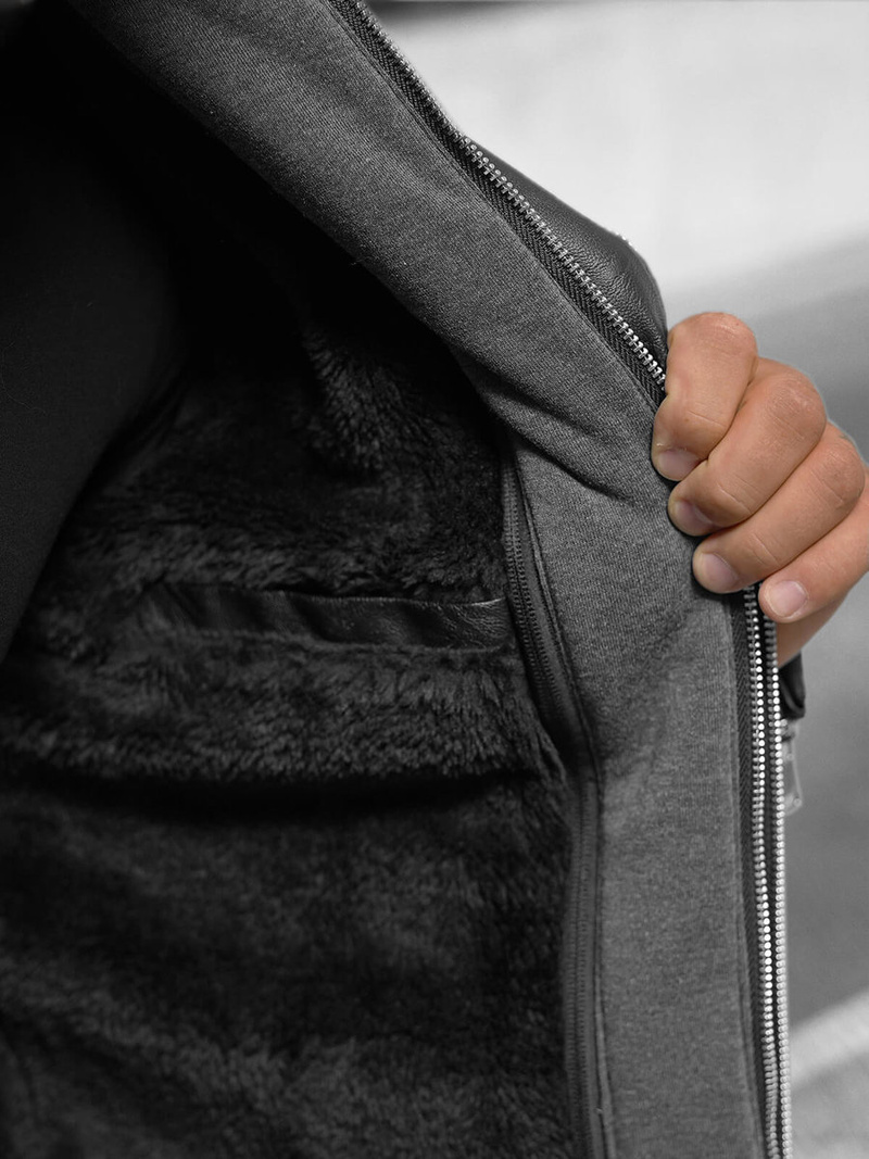 Moška usnjena jakna črna OZONEE JS/11Z8063