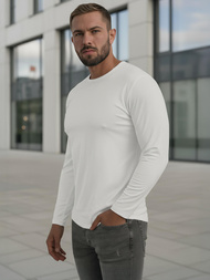 Moška majica z dolgimi rokavi bela OZONEE JS/DB71/2