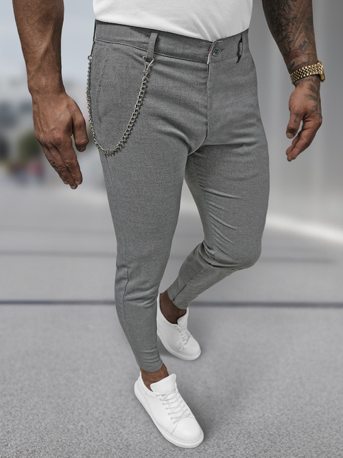 Moške hlače chino temno-sive OZONEE DJ/3300
