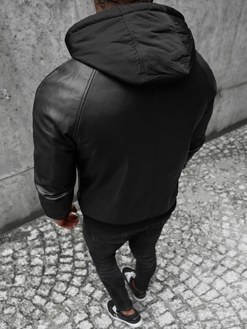 Moška usnjena jakna črna OZONEE JS/11Z8004