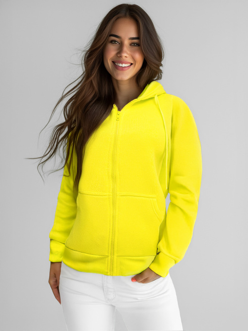 Ženska jopa z zadrgo in kapuco rumeno-neon OZONEE JS/W03Z