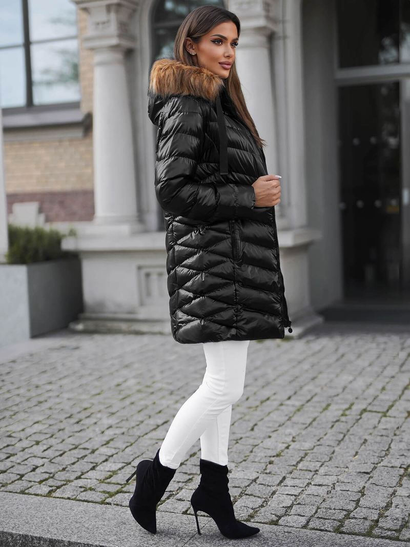 Ženska zimska jakna črno-rjava OZONEE JS/M778/392AZ