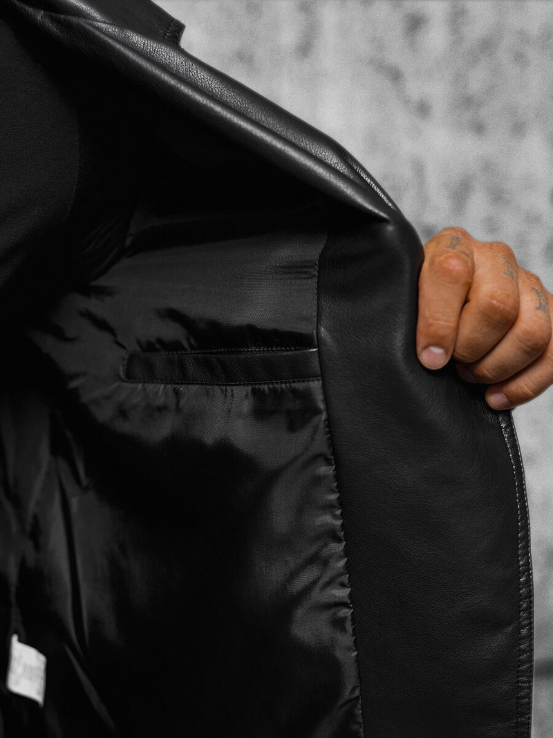 Moška usnjena jakna črna OZONEE JS/11Z8067