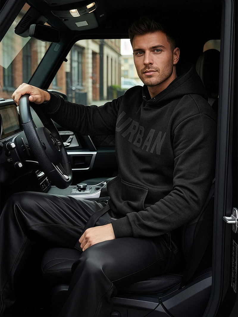 Moška jopa s kapuco črna OZONEE JS/8B1990/3