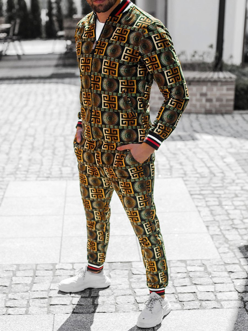 Komplet moški - jakna in hlače chino črno-zlati OZONEE O/5553/21