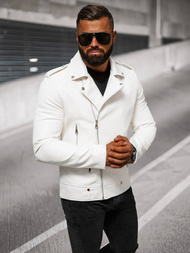 Moška usnjena jakna bela OZONEE O/88121