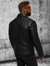 Moška usnjena jakna črna OZONEE JS/11Z8056