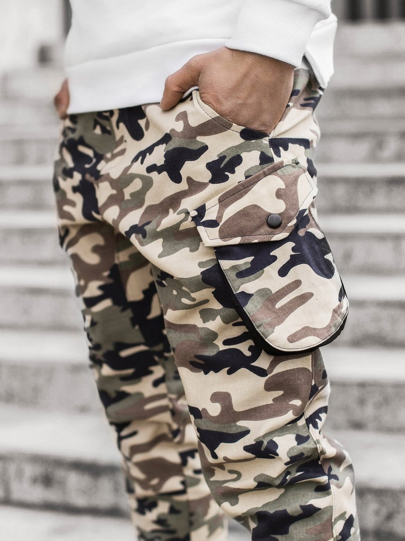 Moške hlače jogger bež-maskirne OZONEE A/705