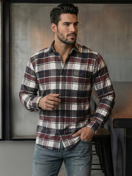 Elegantna moška srajca bordo OZONEE V/V174Z