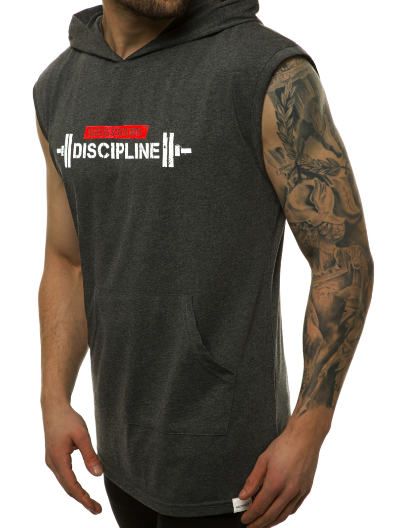 Moška majica brez rokavov grafitna OZONEE MACH/M1211