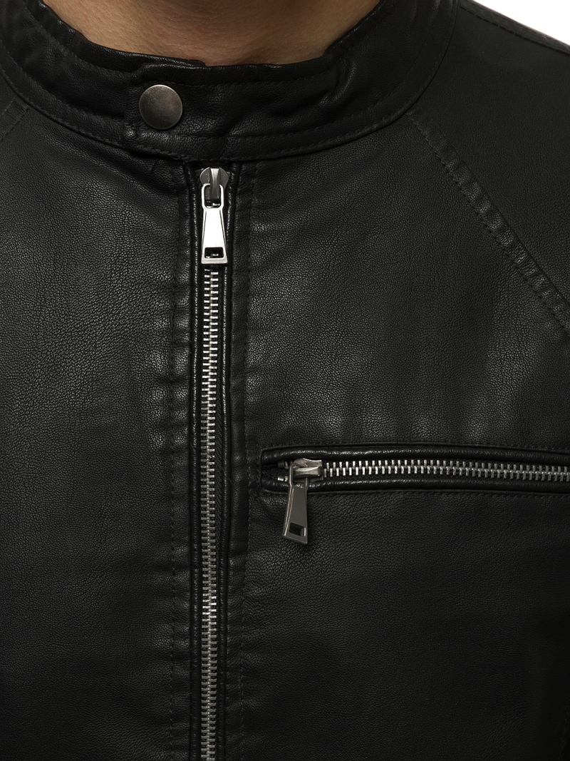 Moška usnjena jakna črna OZONEE JB/JP1152