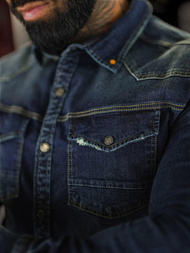 Moška jeans srajca temno-modra OZONEE O/51412