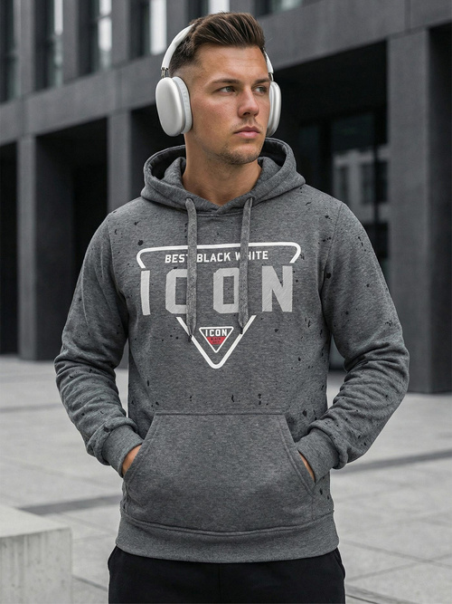 Moška jopa s kapuco grafitna OZONEE JS/8B1737/5