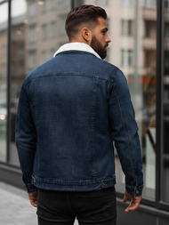 Moška jeans jakna šerpa mornarsko modra OZONEE NB/MJ517BSZ