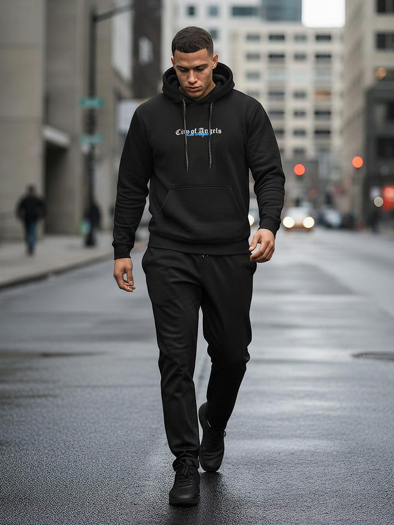 Moška jopa s kapuco črna OZONEE JS/21B1901/3