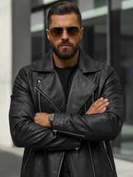 Moška usnjena jakna črna OZONEE JS/11Z8067Z