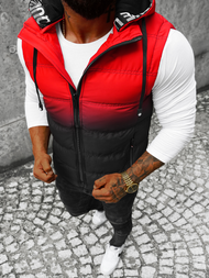 Moški brezrokavnik s kapuco rdečo-črni OZONEE JS/M757/270