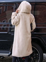 Ženska krznena zimska jakna bež OZONEE JS/11Z8250