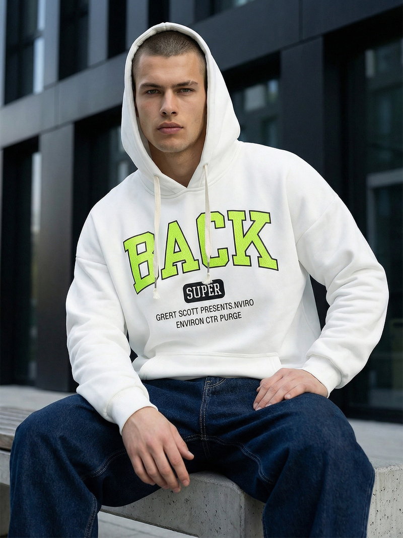 Moška jopa s kapuco bela OZONEE O/TT30513Z