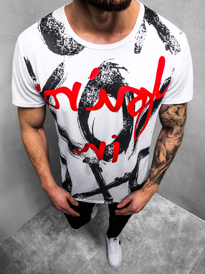 Moška majica bela OZONEE JS/KS1985Z