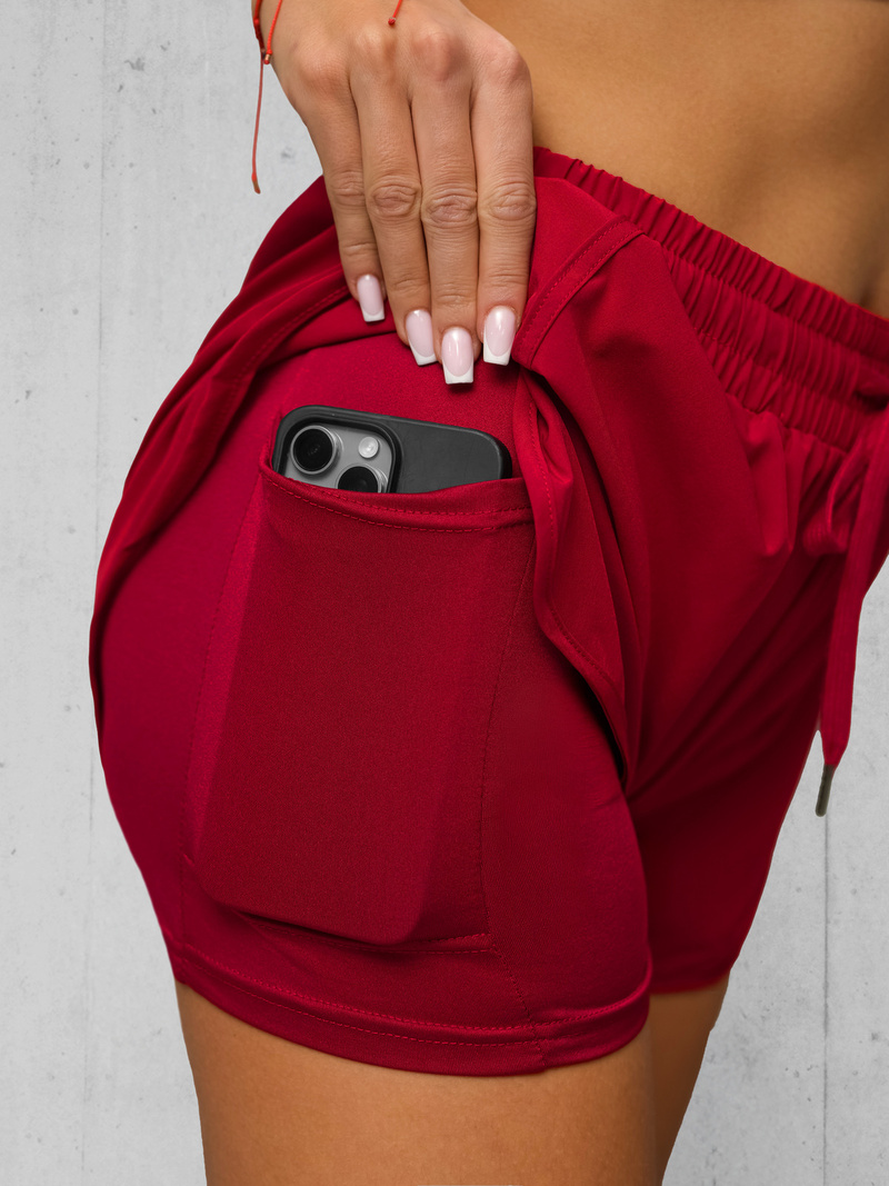 Ženske športne kratke hlače temno-rdeče OZONEE JS/XY24015S