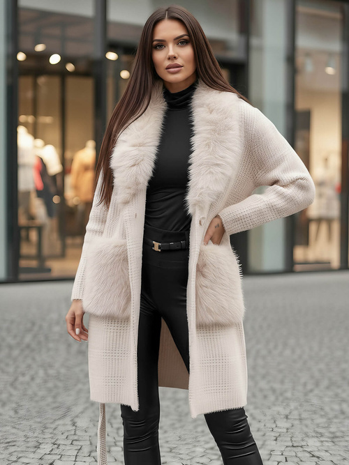 Ženski plašč bež OZONEE JS/53M5200/155Z