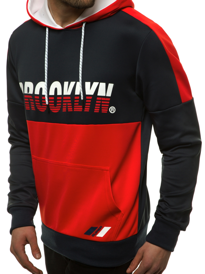 Moška jopa s kapuco mornarsko modro-rdeča OZONEE JS/DD20127