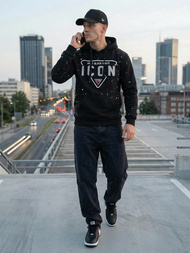 Moška jopa s kapuco črna OZONEE JS/8B1737/3Z