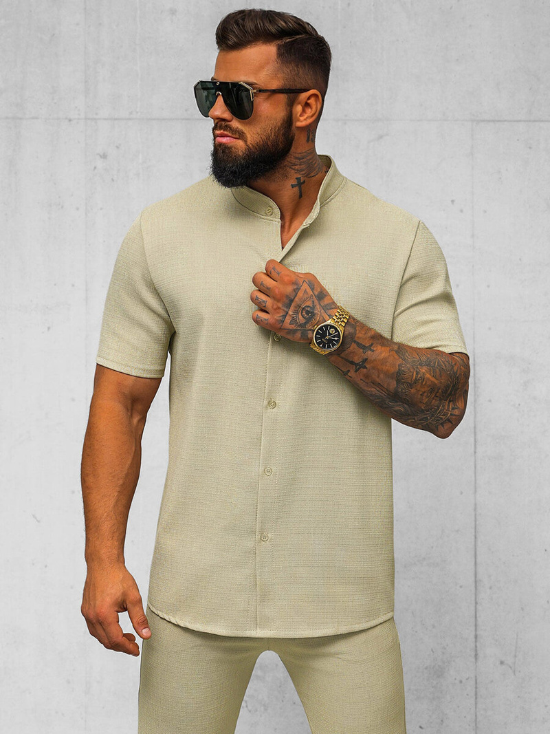 Moška majica s kratkimi rokavi bež OZONEE O/Y972T