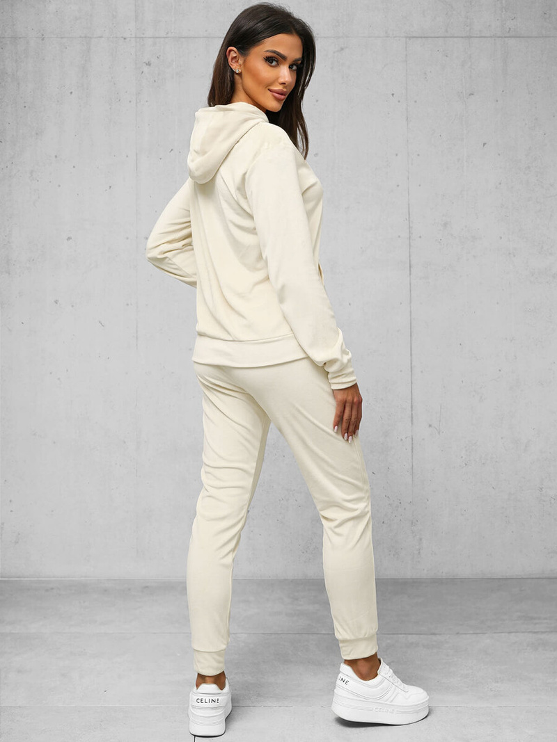 Ženski trenirka iz velurja ecru OZONEE JS/8C1176/155Z