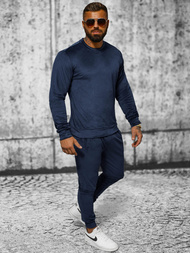 Moška trenirka iz velurja mornarsko modra OZONEE JS/8C1167/25