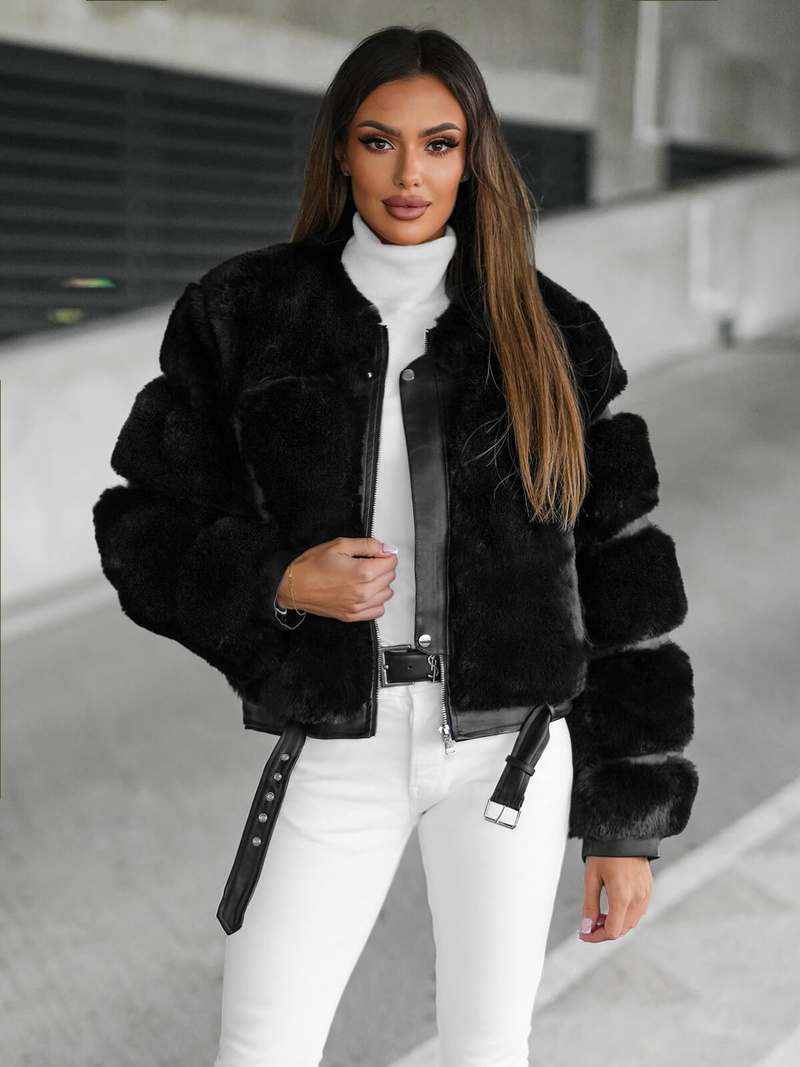 Ženska jakna črna OZONEE JS/11Z8080Z