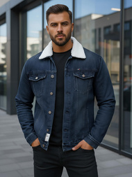 Moška jeans jakna šerpa mornarsko modra OZONEE NB/MJ517BSZ