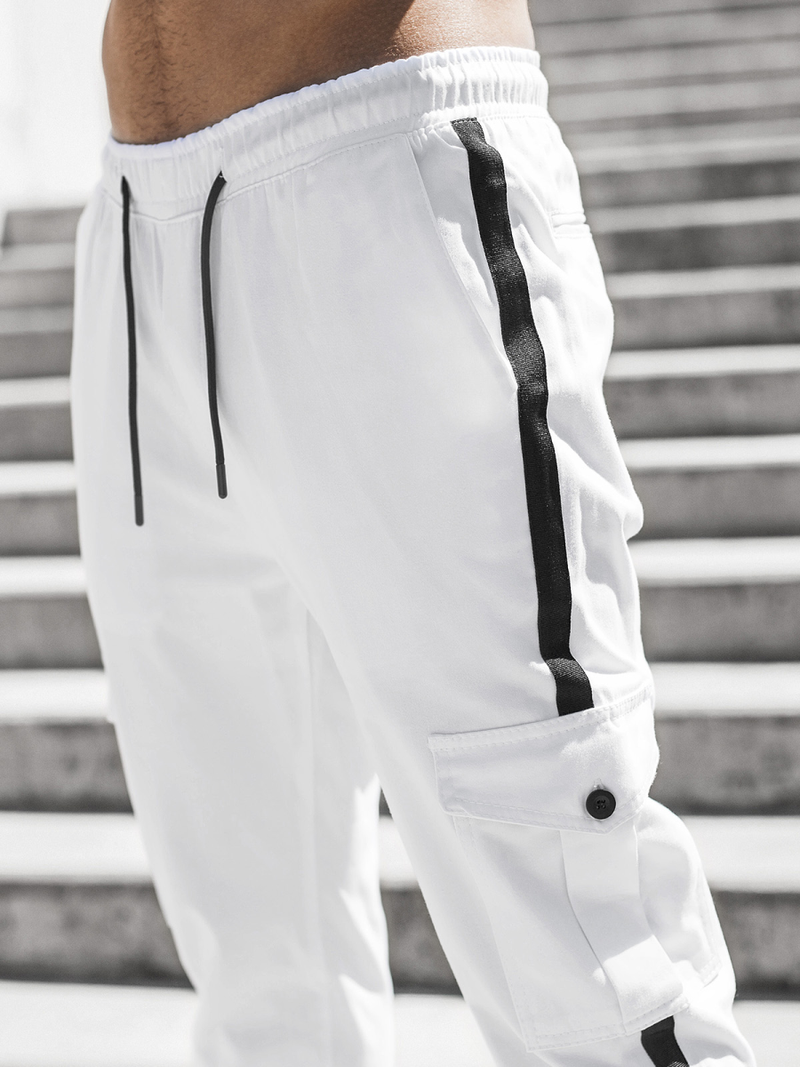 Moške hlače chino jogger bele OZONEE DJ/5580