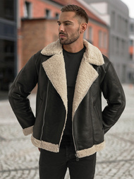 Moška usnjena jakna črna OZONEE JS/11Z8273