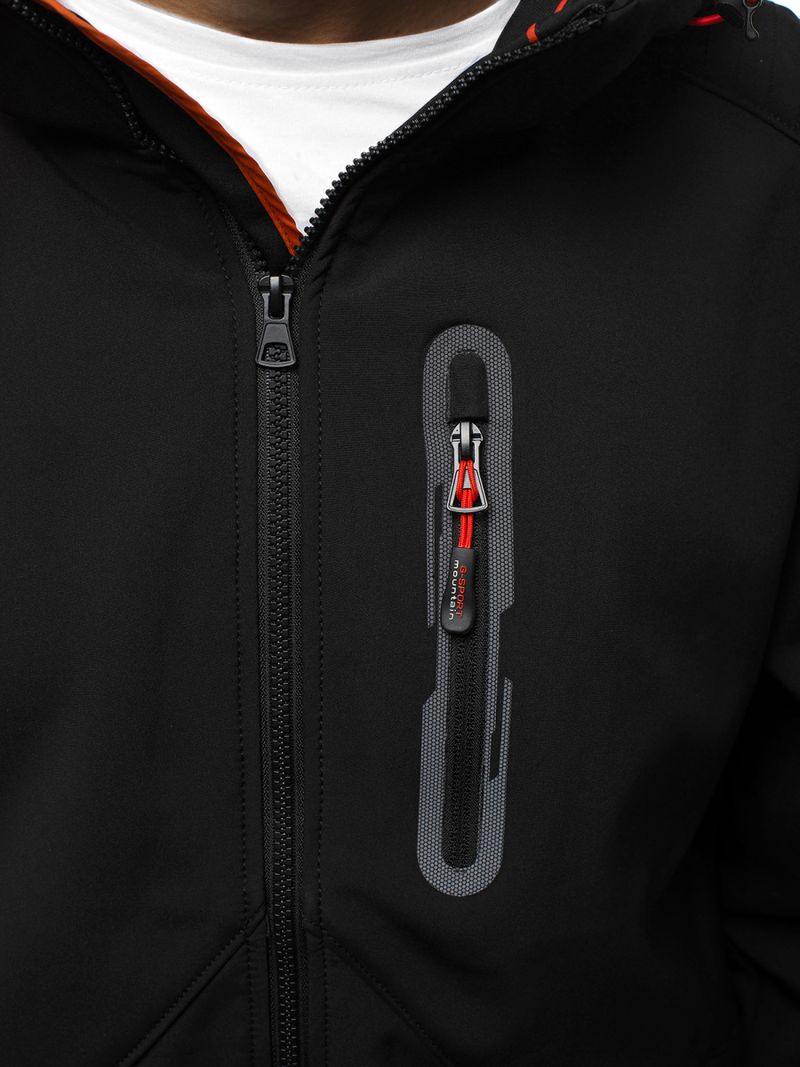 Moška softshell jakna s kapuco črno-oranžna OZONEE GE/12263Z